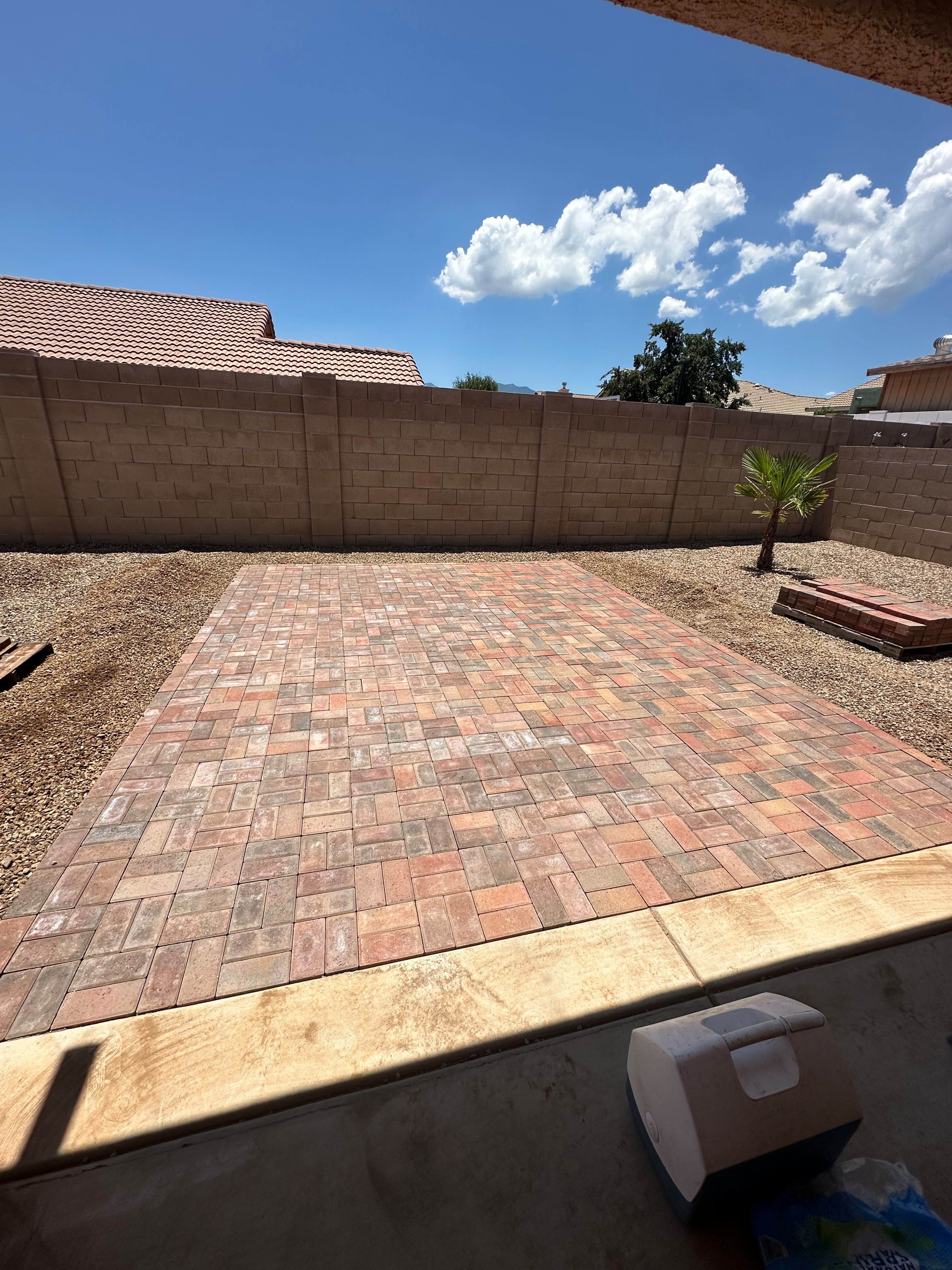 Paver patio with landscaping